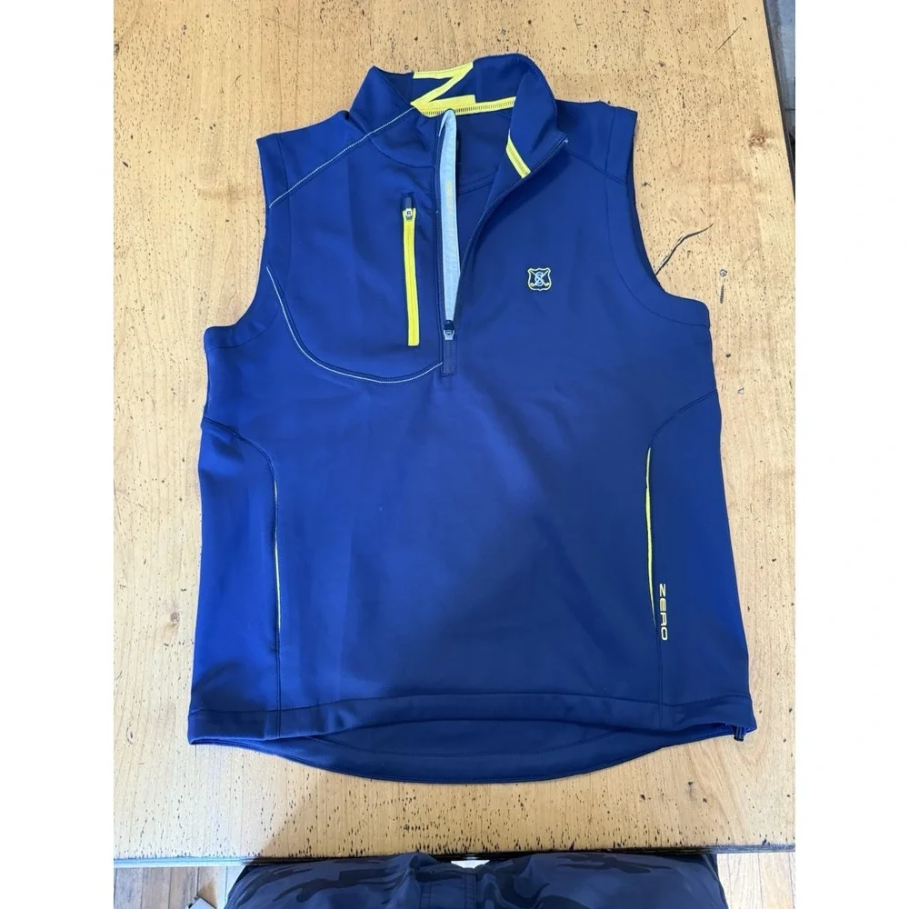Zero Restriction Vest Mens Small Navy Blue Tour Series Performance 1/4 Zip Golf
